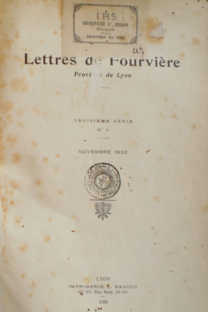 Couverture des « Lettres de Fourvière »
