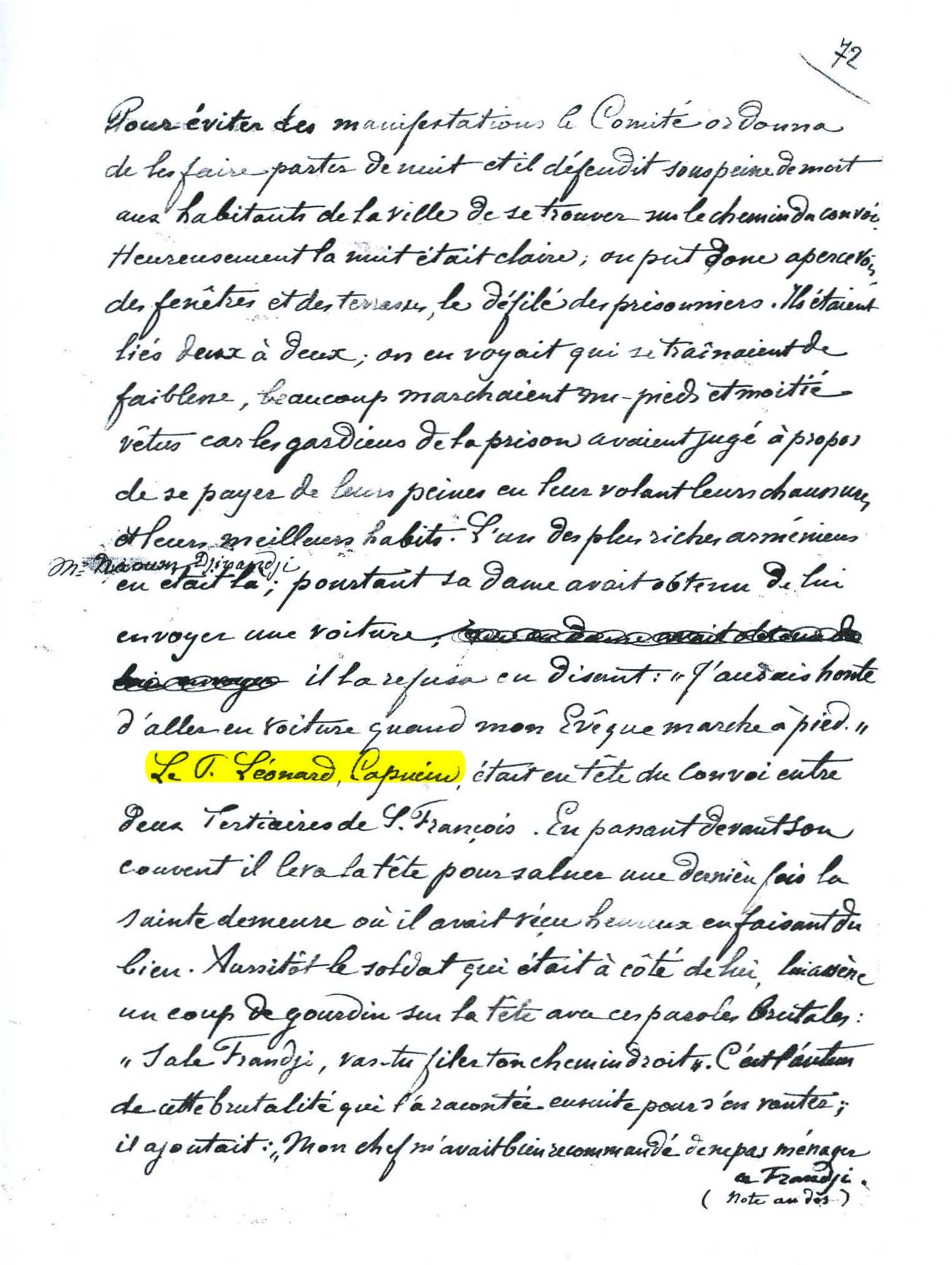 Une page du manuscrit du livre du P. Jacques Rhétoré